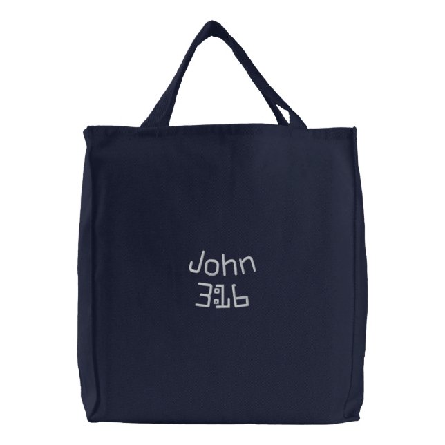 John 3:16 embroidered tote bag (Front)