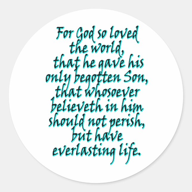 John 3:16 English Classic Round Sticker (Front)