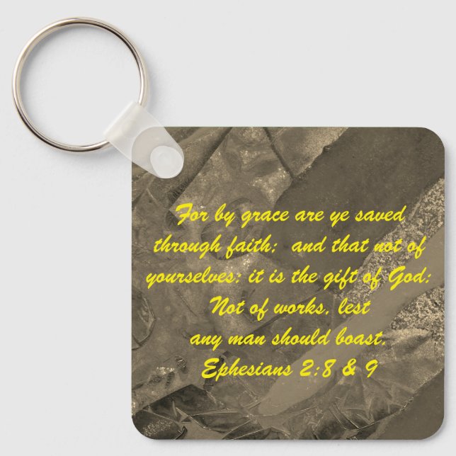 John 3:16 & Ephesians2:8 & 9 Bible truth Keychain (Front)