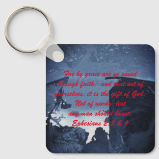 John 3:16 & Ephesians2:8 & 9 Bible truth Keychain