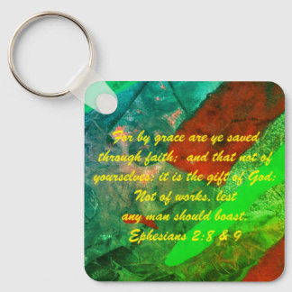 John 3:16 & Ephesians2:8 & 9 Bible truth Keychain
