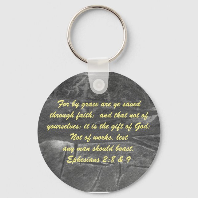 John 3:16 & Ephesians2:8 & 9 Bible truth Keychain (Front)