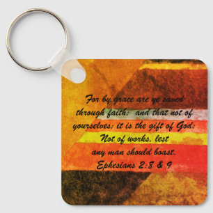 John 3:16 & Ephesians2:8 & 9 Bible truth Keychain