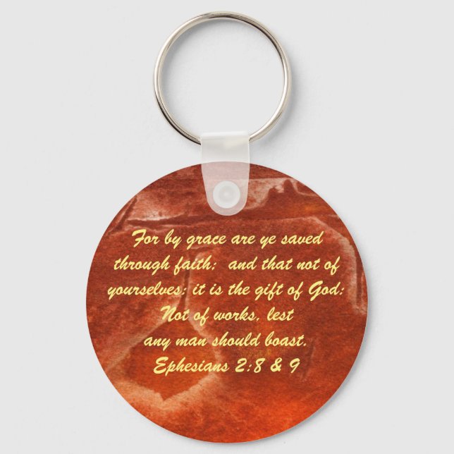 John 3:16 & Ephesians2:8 & 9 Bible truth Keychain (Front)