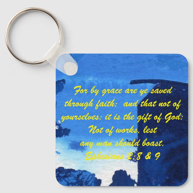 John 3:16 & Ephesians2:8 & 9 Bible truth Keychain (Front)