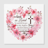 John 3:16 Floral Heart Bible Verse