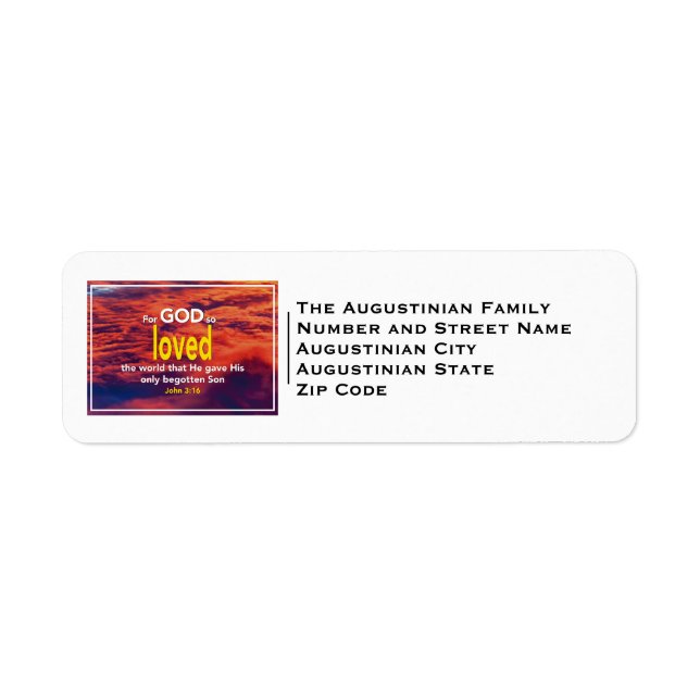 John 3:16 | FOR GOD SO LOVED | Christian Address Label (Front)