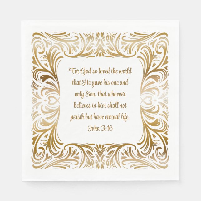 John 3:16 For God So Loved | Elegant Christmas  Napkins (Front)