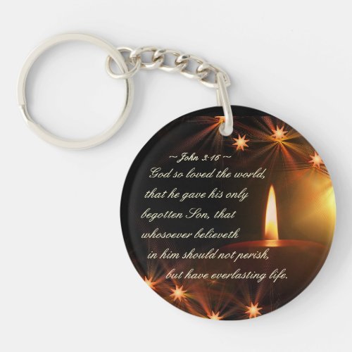 John 316 For God so loved the world Bible Verse Keychain