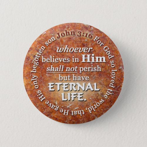 John 316 For God So Loved The World Bible Verse Pinback Button