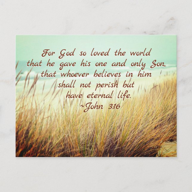 John 3:16 For God so loved the world, Bible Verse Postcard (Front)