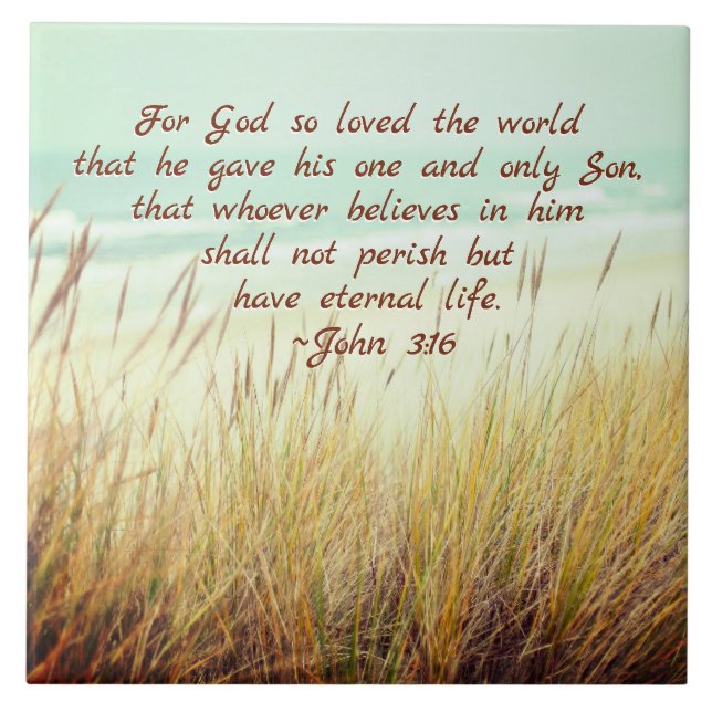 John 3:16 For God so loved the world, Bible Verse Tile (Front)