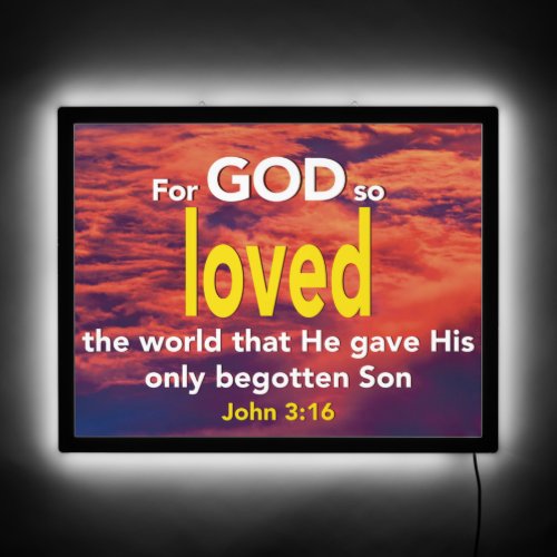 John 316 FOR GOD SO LOVED THE WORLD Christian LED Sign