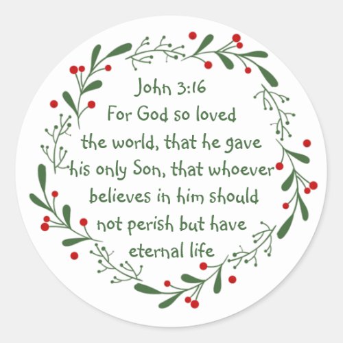 John 316 For God so loved the world Christmas Classic Round Sticker