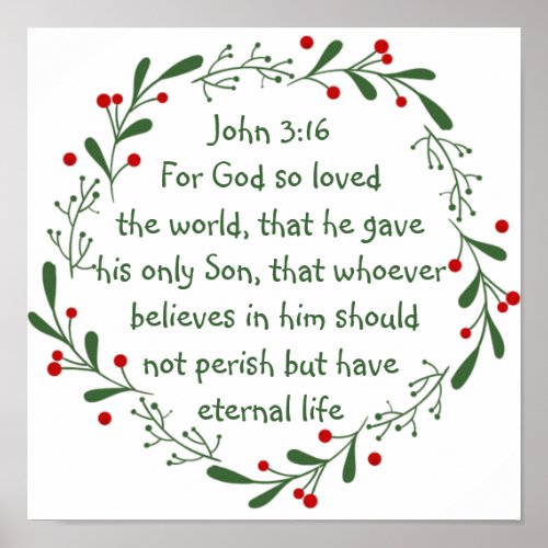 John 316 For God so loved the world Christmas  Poster