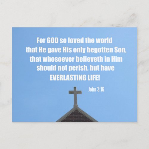 John 316 For God so loved the world that He Postcard