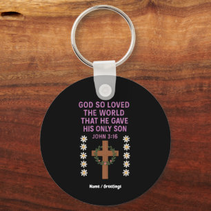 John 3:16 God Gave His Only Son Christian Cross Keychain