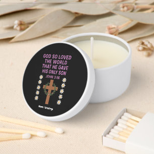 John 3:16 God Gave His Only Son  Christian Cross  Mini Candle Favors