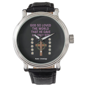 John 3:16 God Gave His Only Son Christian Cross Watch