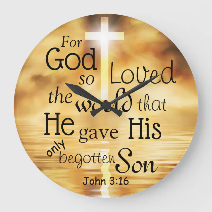 John 3 16 God Loved the World Bible Verse Large Clock
