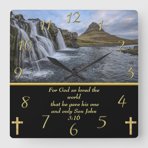 John 316 God so loved  Square Wall Clock