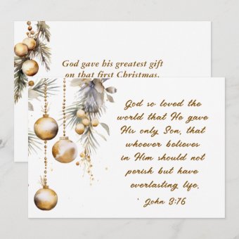 John 3:16 God so Loved the World Bible Christmas Holiday Card | Zazzle