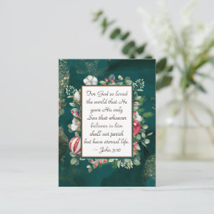 John 3:16 God so Loved the World Bible Christmas Postcard
