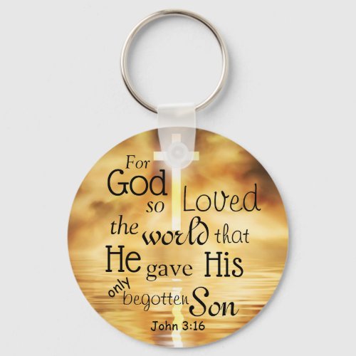 John 316 God So Loved the World Bible Verse   Key Keychain