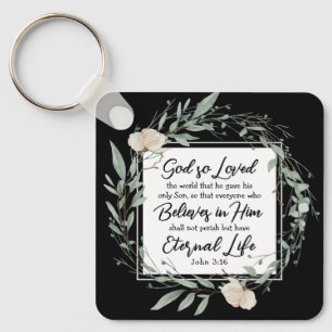 John 3:16 God so Loved the World Bible Verse Keychain