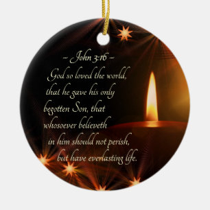 John 3:16 God so loved the world, Christmas Bible Ceramic Ornament