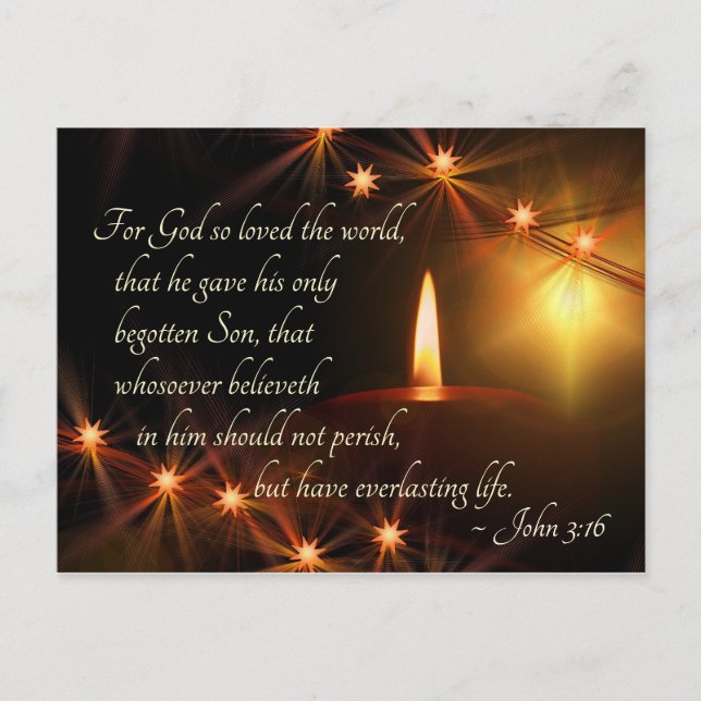 John 3:16 God so loved the world, Christmas Candle Postcard (Front)