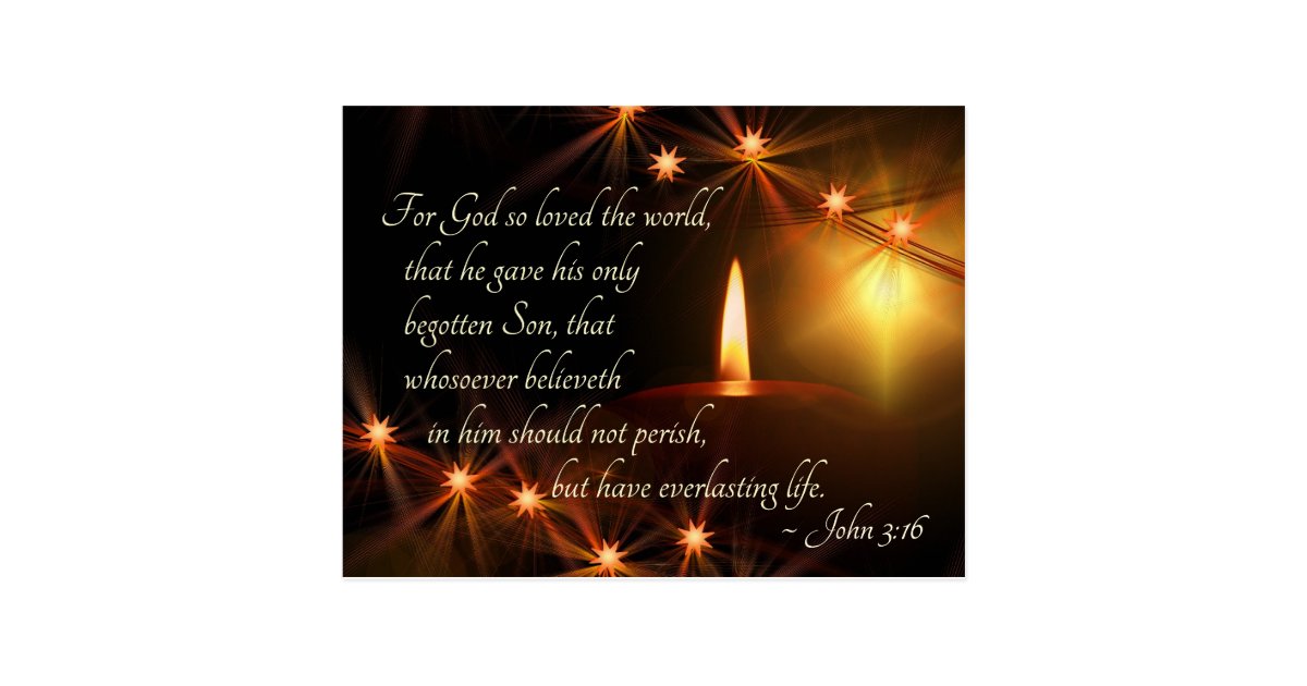 John 3:16 God so loved the world, Christmas Candle Postcard | Zazzle.com
