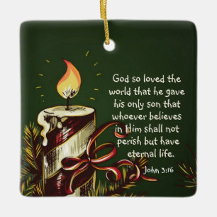 John 3:16 God so Loved the World, Christmas Ceramic Ornament