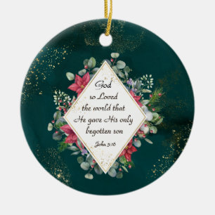 John.3:16 God so Loved the World, Christmas Ceramic Ornament