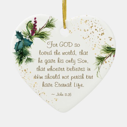 John 316 God so Loved the World Christmas Ceramic Ornament
