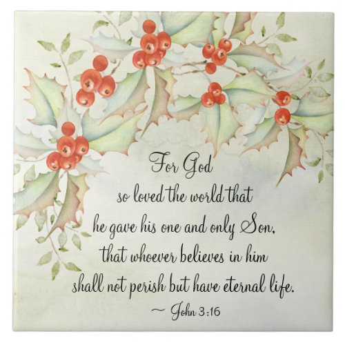 John 316 God so Loved the World Christmas Ceramic Tile