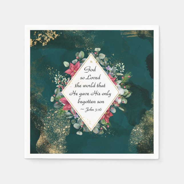 John.3:16 God so Loved the World, Christmas Napkins (Front)