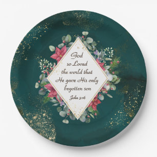 John.3:16 God so Loved the World, Christmas Paper Plates