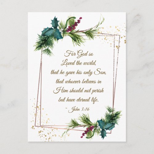 John 316 God so Loved the World Christmas Postcard