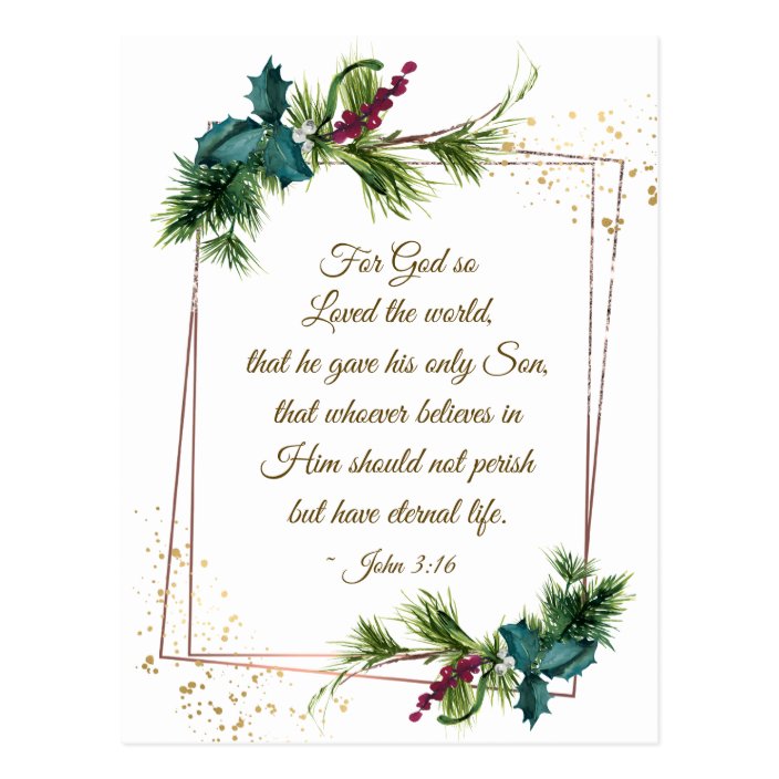 John 3:16 God so Loved the World Christmas Postcard | Zazzle.com