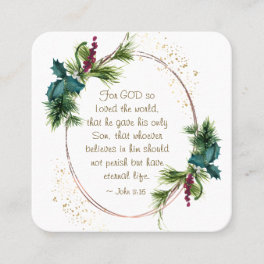 John 3:16 God so Loved the World Christmas Square Business Card