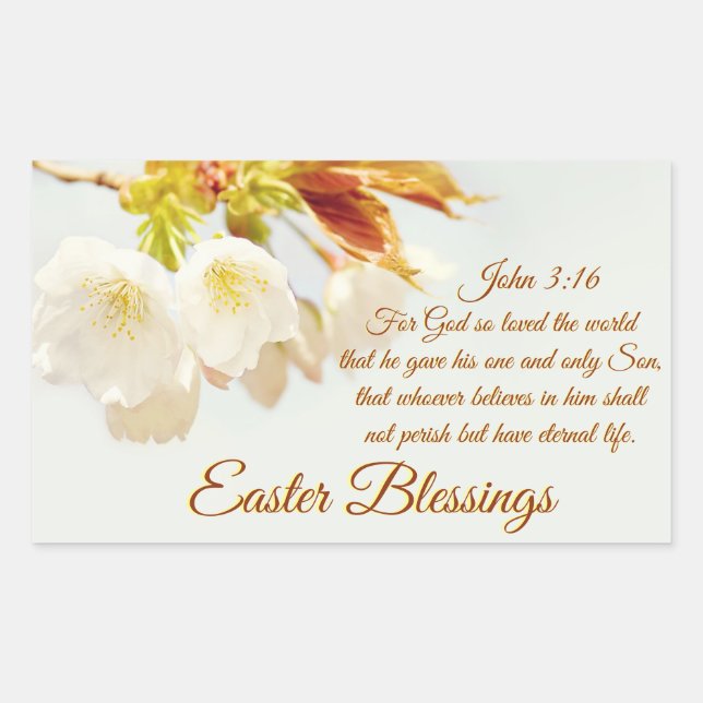 John 3:16 God so loved the world, Easter Rectangular Sticker (Front)