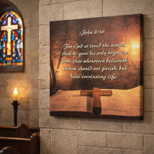 John 3:16 God so loved the world Faux Canvas Print
