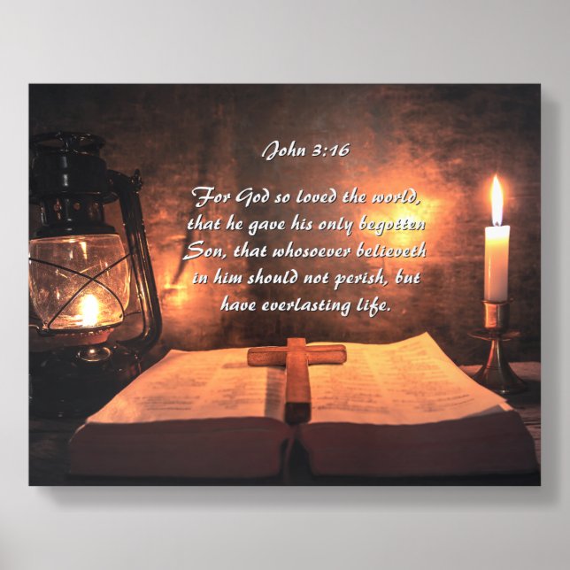 John 3:16 God so loved the world, lantern Acrylic Photo Tile (Front Set)
