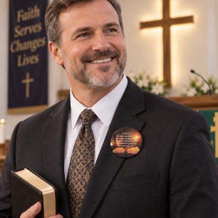 John 3:16 God so loved the world, lantern Button