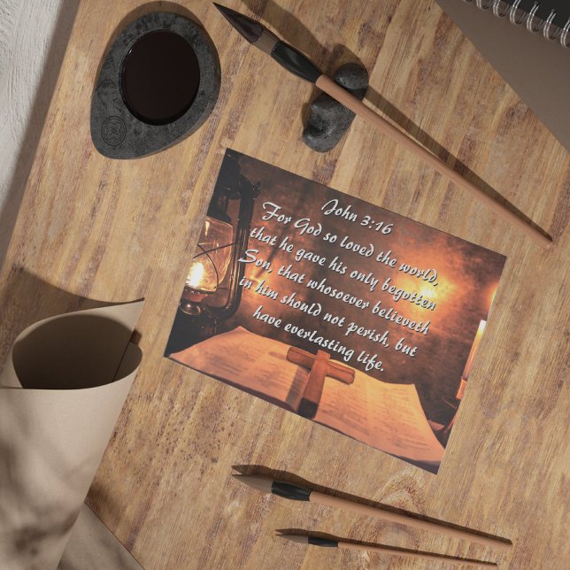 John 3:16 God so loved the world, lantern Postcard (Creator Uploaded)