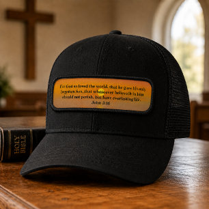 John 3:16 God so loved the world, orange sunset Patch