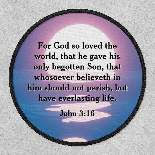 John 3:16 God so loved the world, purple sunset Patch (Front)