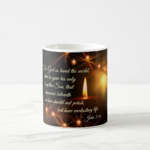 John 3:16 God so loved the world, Scripture Candle Coffee Mug
