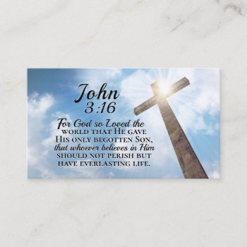 John 3:16 God So Loved The World Wooden Cross  Business Card by CChristianDesigns at Zazzle